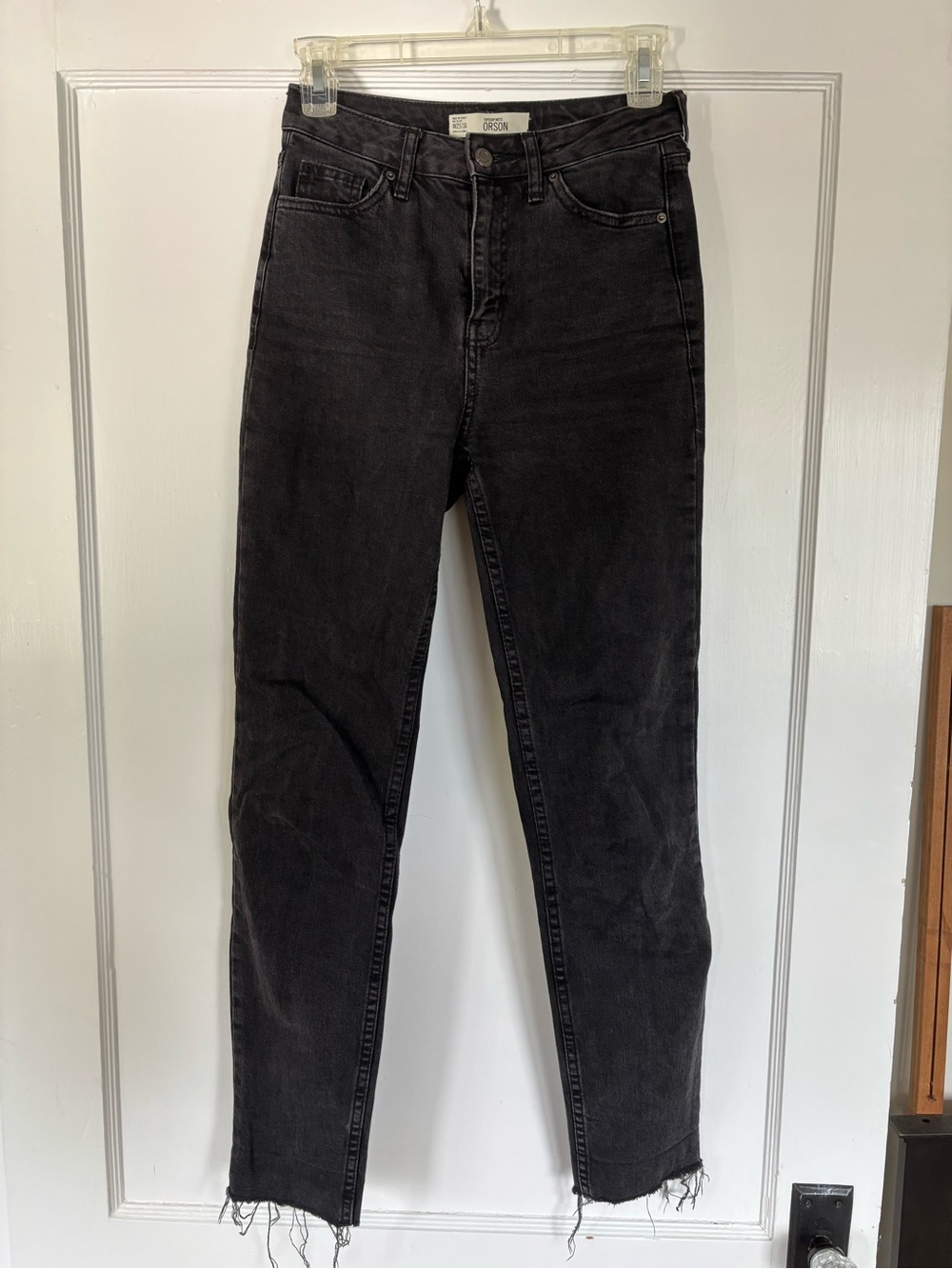 Topshop Skinny Straight Leg Washed Black Jeans